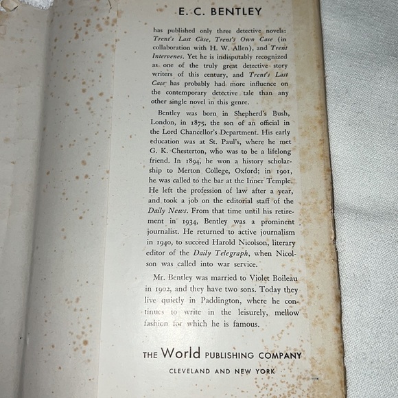 “TRENTS LAST CASE” E. C. Bentley Vintage Hardcover Book - Picture 14 of 16